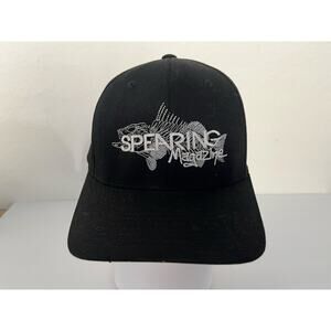 "Spearing Magazine"  embroidered logo 6 panel Flexfit black baseball cap S/M